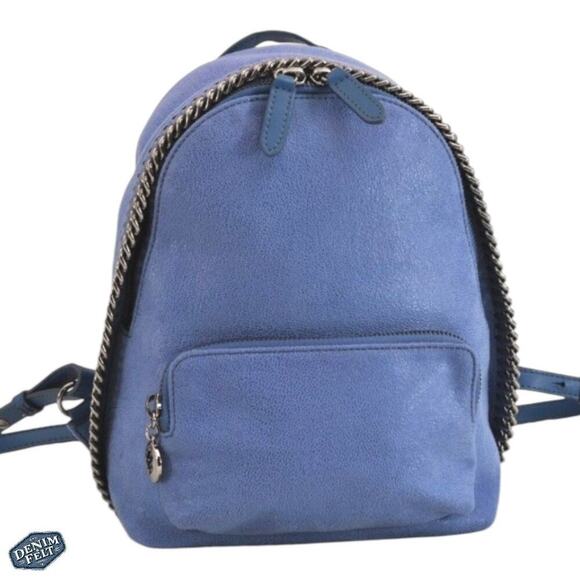 Stella McCartney Sky Blue Mini Falabella Chain Link Accent Suede Backpack - Picture 1 of 14